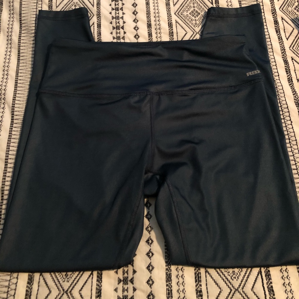 RBX workout leggings size medium dark teal shiny